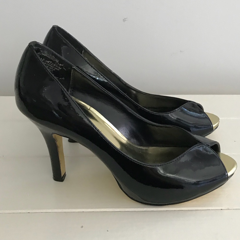 Anne Klein Black Patent Peep toe heels